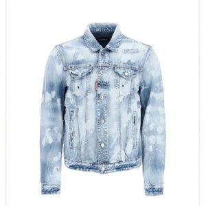 Dsquared2 Dan Distressed White Paint Wash Jean Jacket Size L